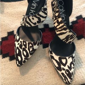 Calvin Klein cowhide leopard print heels .